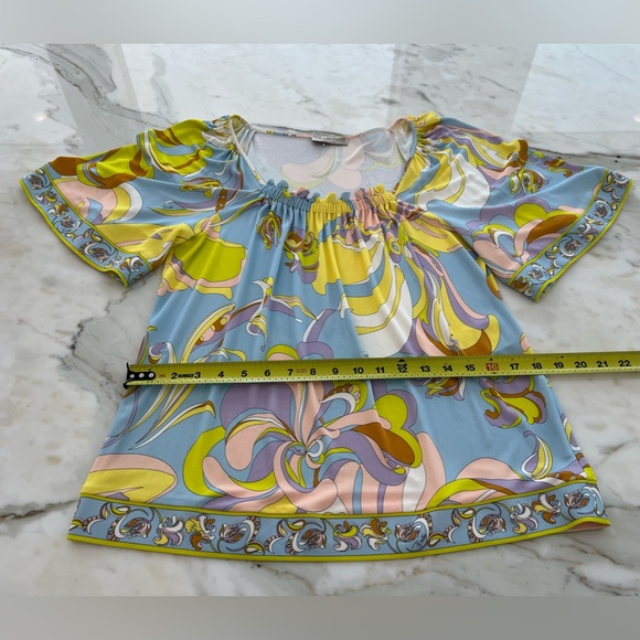 EMILIO PUCCI BLUE MULTI TOP STYLE 81JM16 SIZE IT 44 / US 10 - Picture 9 of 15
